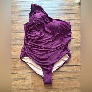 J. Crew Women’s One Piece Swimsuit Size 20 Brand New Over The Shoulder Purple